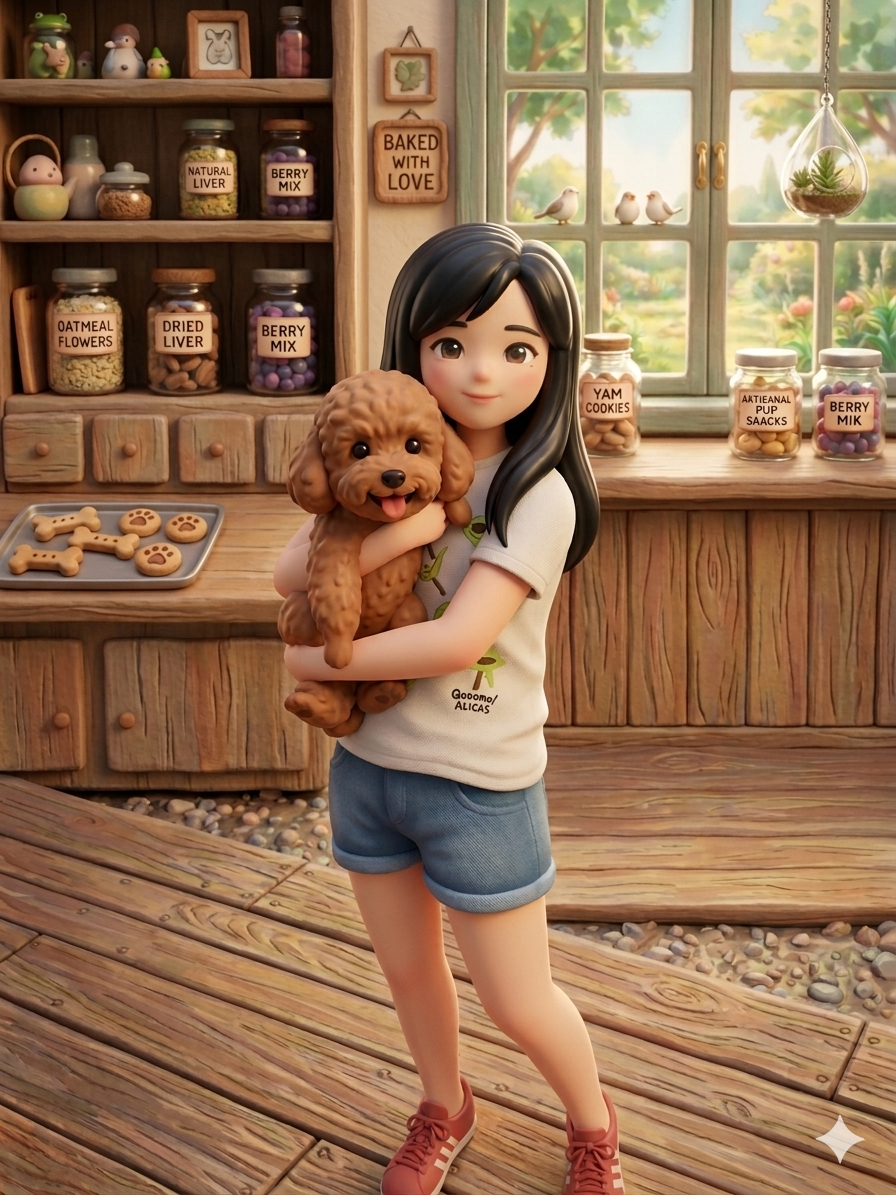 Korine Chan with Messi the Poodle